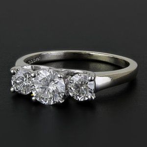 14k White Gold & Platinum Diamond Anniversary Engagement Ring Band by Magic Glo